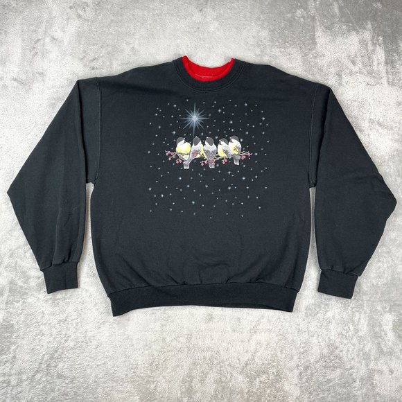 Vintage Morning Sun Christmas Grandma Chic Black Sweatshirt Northern Star Snow L - Picture 5 of 9